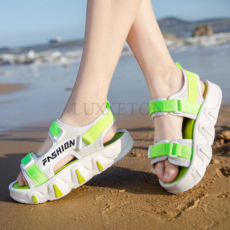 Summer Trendy Letter Printed Sandals for Men Women Yellow Platform Shoes Men Outdoor Non-slip Beach Sandals Men Sandalias Hombre