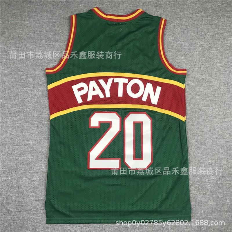 Mens Basketball Jersey Seattle SuperSonics Gary Payton 20 Shawn Kemp 40 NBA Style Cotton Blend Team Sport Shirt