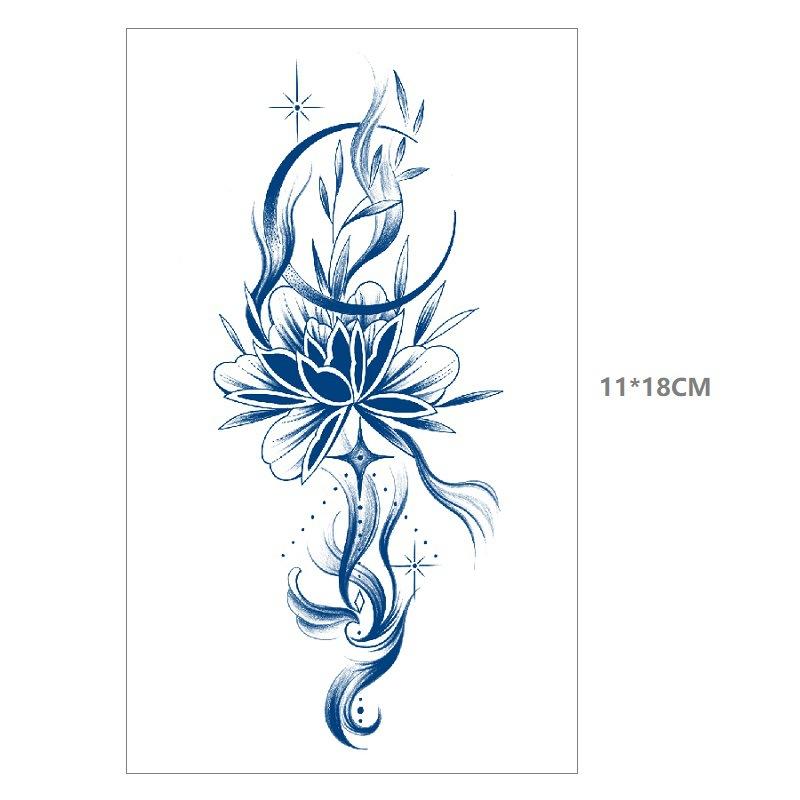 Herbal Juice Waterproof Butterfly Thorn Plain Flower Chest Semi Permanent Gradual Change Water Transfer Tattoo Sticker