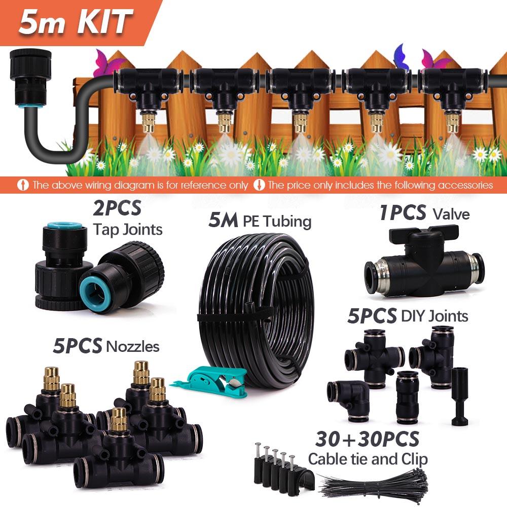 3/8" 9/12mm Misting Cooling System Adjustable Sprayer Quick Connector with 8mm Nozzle Garden Irrigation Auto Watering Sprinklers