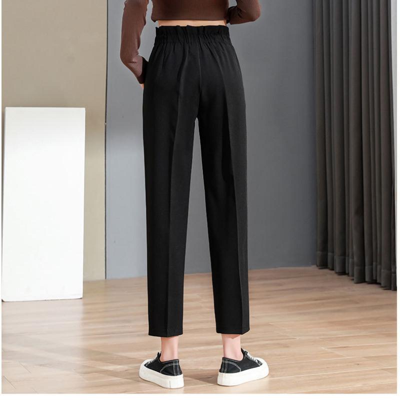Весенне-осенние корейские свободные повседневные брюки для костюма, женские прямые брюки с высокой талией, элегантные простые однотонные брюки для путешествий