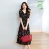 Retro Floral Dress Women's Summer Dress New Chiffon Temperament Long Dress Thin Belly V-neck Skirt