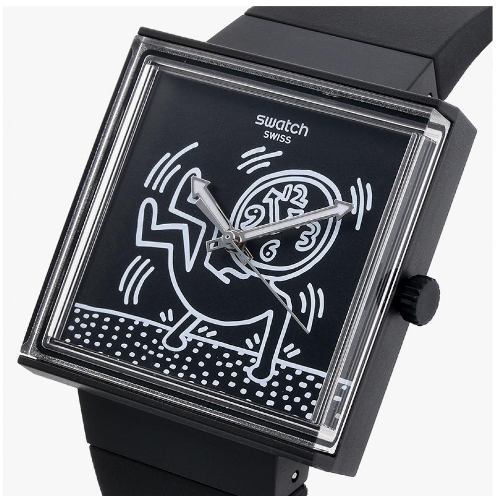 Swatch So34z103 Кит Харинг Освободись Освободись Публичные Полиуретановые Часы