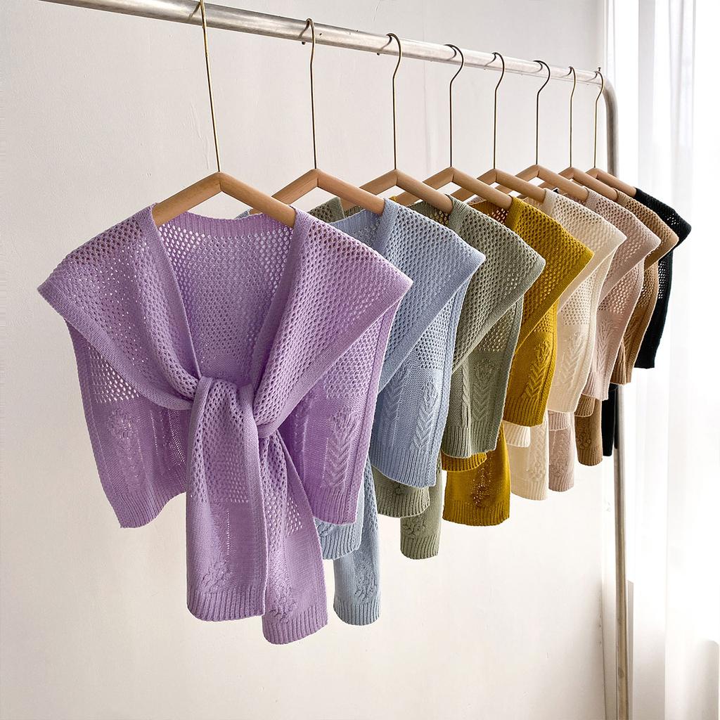 Solid Color Knitted Shawl Scarf Women High-End Capes With Shirts Fashion Thin Neck Protectors For Spring And Autumn