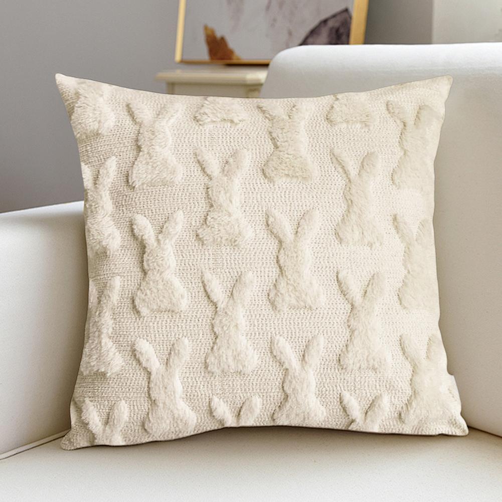 Easter Rabbits Throw Pillow Cover 45x45cm Happy Easter Pillow Cover Bunny Soft Cushion Case Decorative Pillow Covers for Home