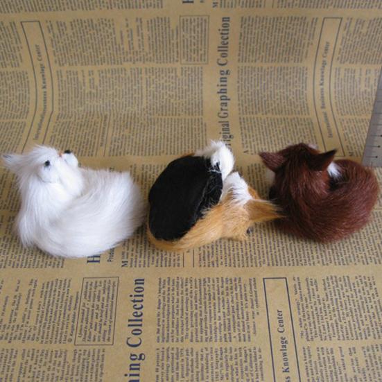 Игрушка-лиса, имитация, реалистичная, очаровательная, пластик, флис, длинный плюш, милая модель лисы в присядке для дома