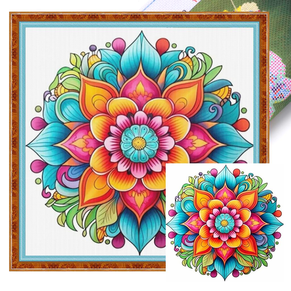 Мандала Полный 11CT DIY Набор для вышивания с нанесенным рисунком 40x40 см Печатные наборы для вышивки крестом для начинающих взрослых Домашний декор