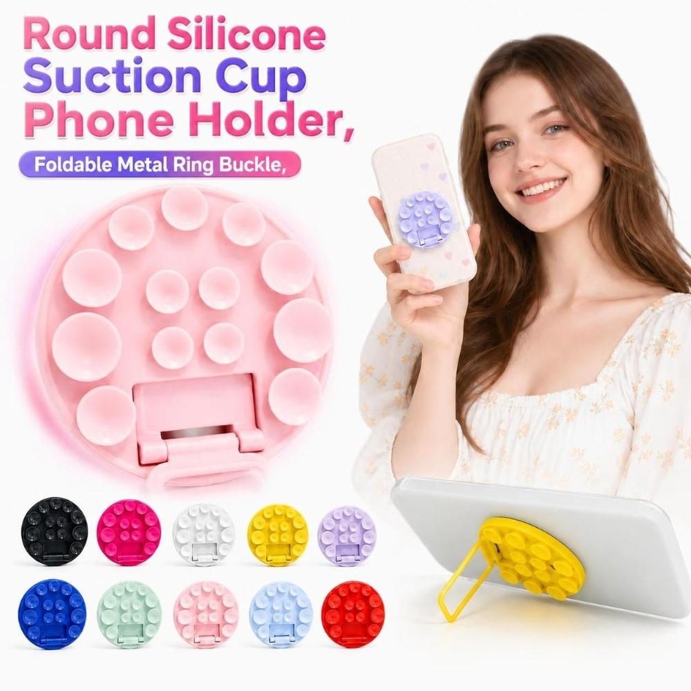 Round Suction Cup Phone Holder Silicone Phone Mount Suction Pad Phone Stand Smartphone Accessory