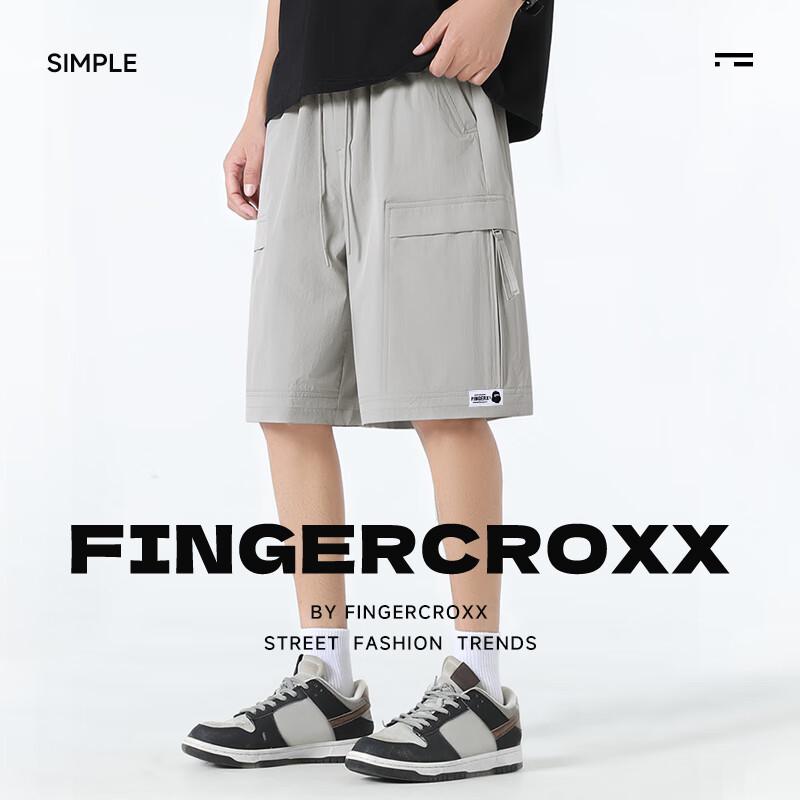 Fingercroxxit Men's 2025 Summer Cargo Shorts with Zipper Pockets