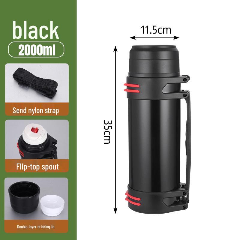 Изолированный дорожный чайник из нержавеющей стали 304 - Портативная бутылка для воды большой вместимости для кемпинга на открытом воздухе.