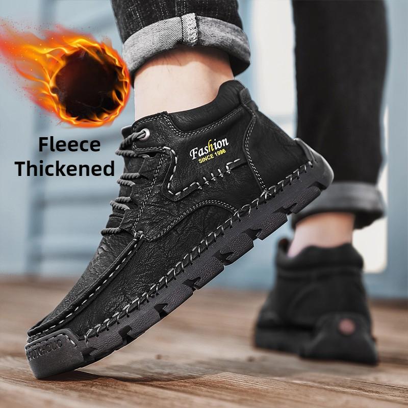 Spring/Autumn Men's Lace-up Large Size Retro Casual Shoes Casual Shoes Autumn/winter Plus Velvet Warm Handmade Ankle Boots