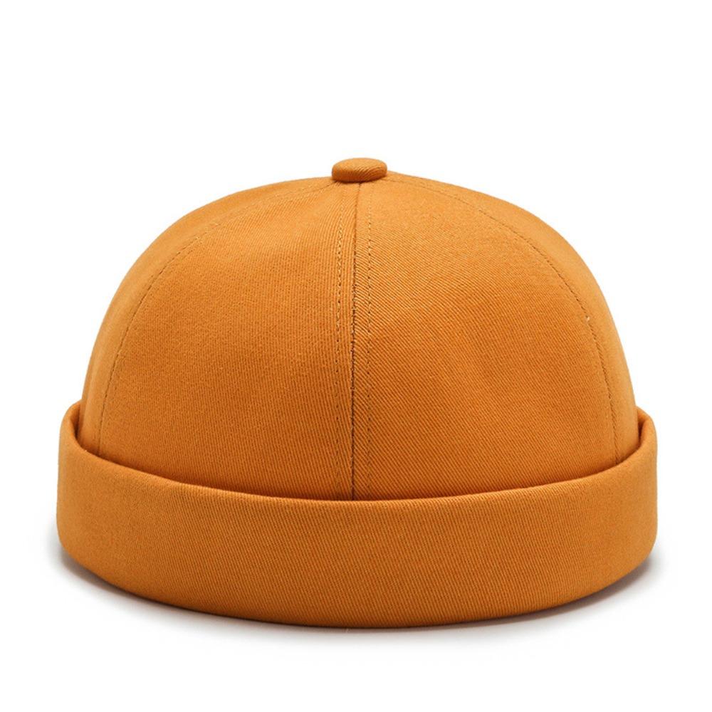 Dome Brimless Hat Unisex Solid Color Bucket Cap Retro Melon Docker Cap Outdoor