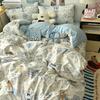 Cartoon Pattern Printed Super Soft Bedding Sets Washed Cotton Cozy Breathable Bedsheet with Pillowcase Adult Child Comfort Set