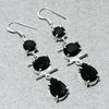 Black Spinel Gemstone Solitaire Earring Statement Handmade Antique Jewelry 2.5"