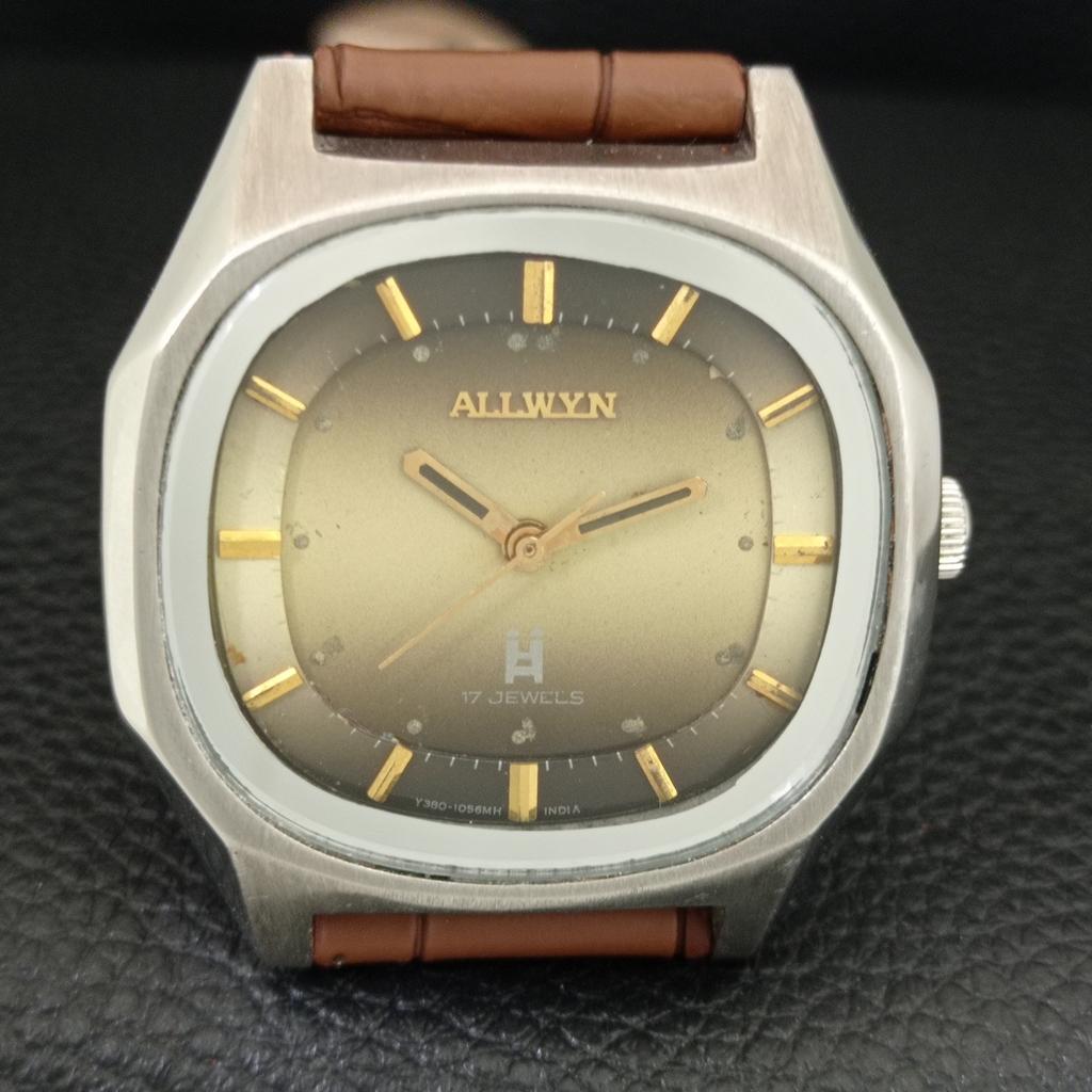 ВИНТАЖНЫЕ МУЖСКИЕ ЧАСЫ ALLWYN 6300A С РУЧНЫМ ЗАВОДОМ ИНДИЯ ОРИГИНАЛ ЦИФЕРБЛАТ a708160-1