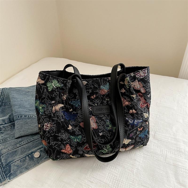 Шикарная новая холщовая сумка-тоут 2024 года, черная и белая, на молнии, для повседневного использования