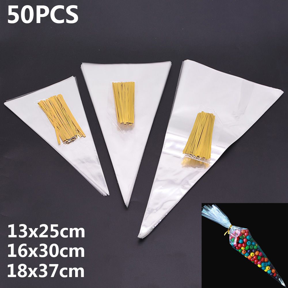 Wedding Supplies Jewelry  Plastic Candy Bag Snack Pocket Seal Cone Pouch Transparent Package