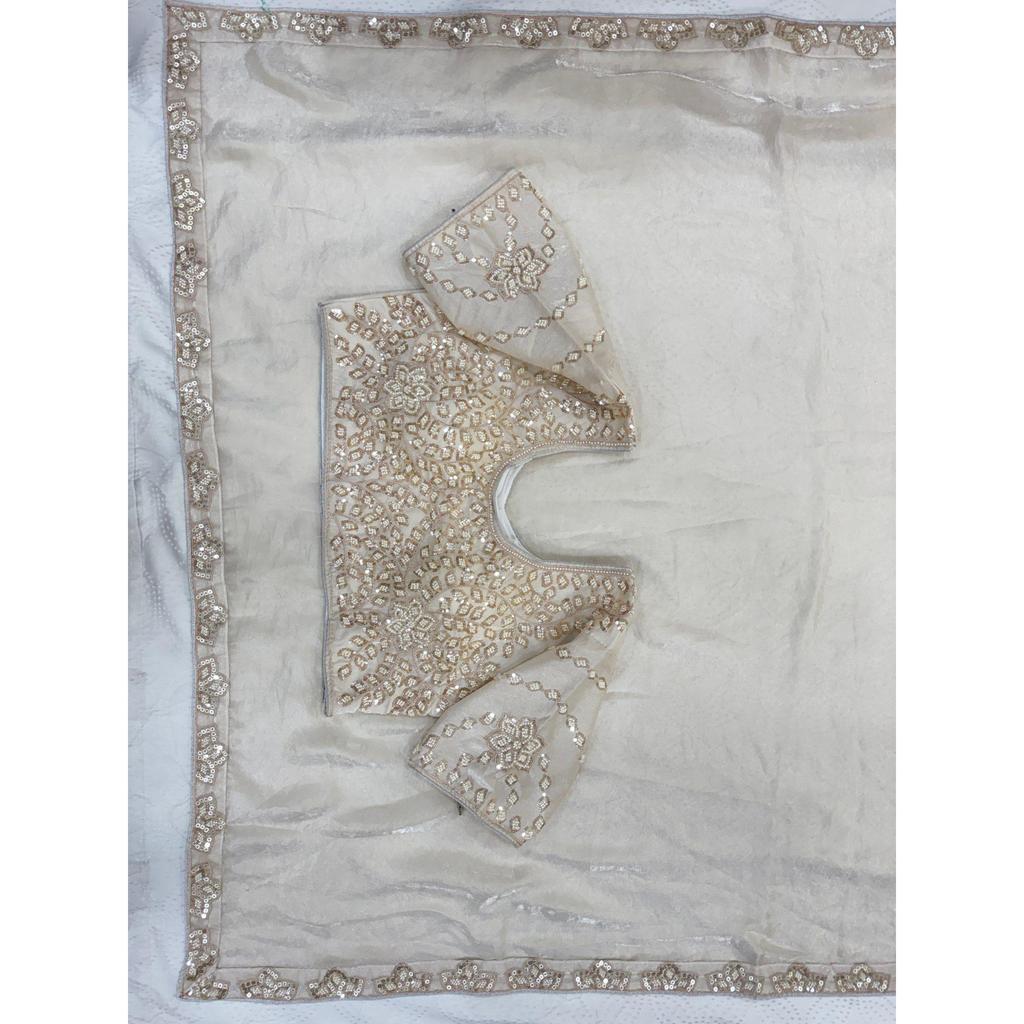 DESIGNER PARTY WEAR COLLECTION | Fendy Satin Silk Saree with Heavy Beads & Sequence Embroidery