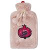 Pomegranate Hot Water Bottle with Soft Plush Cover, 2 L.