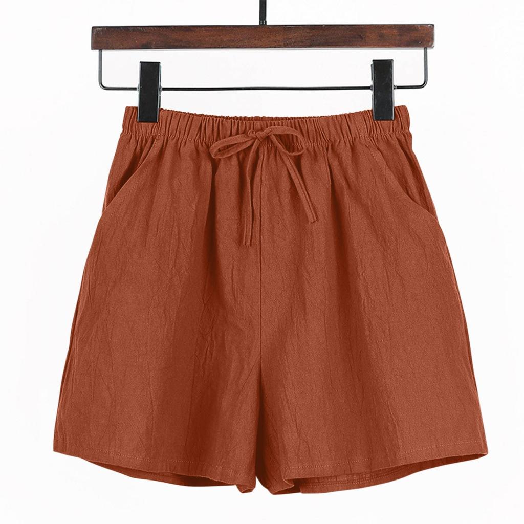 Casual Shorts High Waisted Cotton Hemp Straight Leg Wide Leg Pants