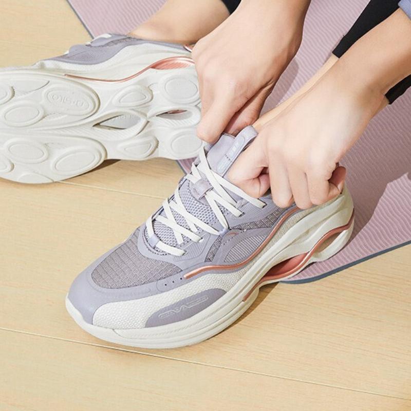 Anta Training Series Fabric Non-Slip Wear-Resistant Breathable Low-Top Training Shoes Women Sneaker Gray 122147722-3