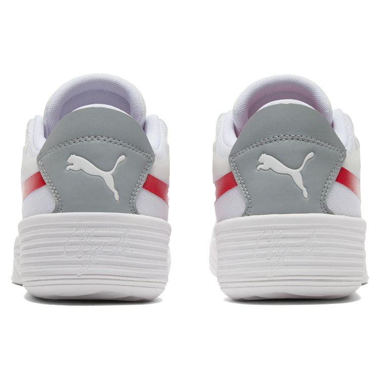 Puma Clyde All Pro Team Кроссовки с круглым носком на шнуровке, амортизирующие, нескользящие, износостойкие, низкие, для баскетбола, унисекс, белые/красные 195509-04