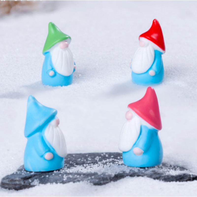 10Pcs Mini Resin Gnomes Statues Ornaments Random Color Cute Fairy Figurines For Miniature Garden