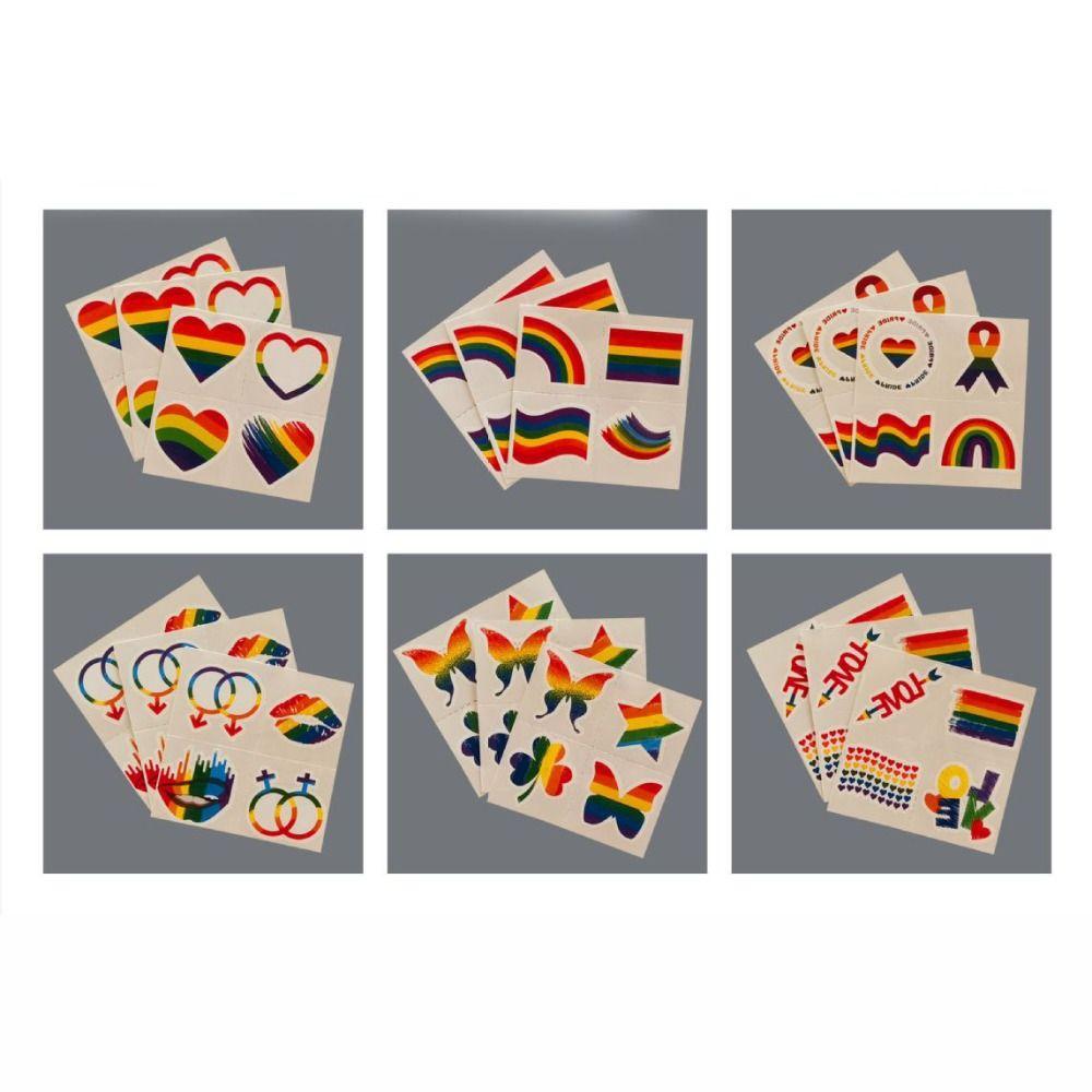 18Pcs Waterproof Rainbow Tattoo Stickers Colorful Temporary Tattoo Stickers Party Gifts