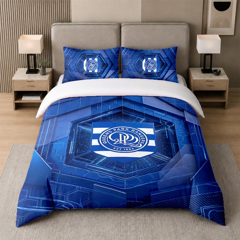3Pcs Bedding SetQueens Park Rangers Football Soft Bed Sheet and Two Pillowcases Home Bedroom Decor
