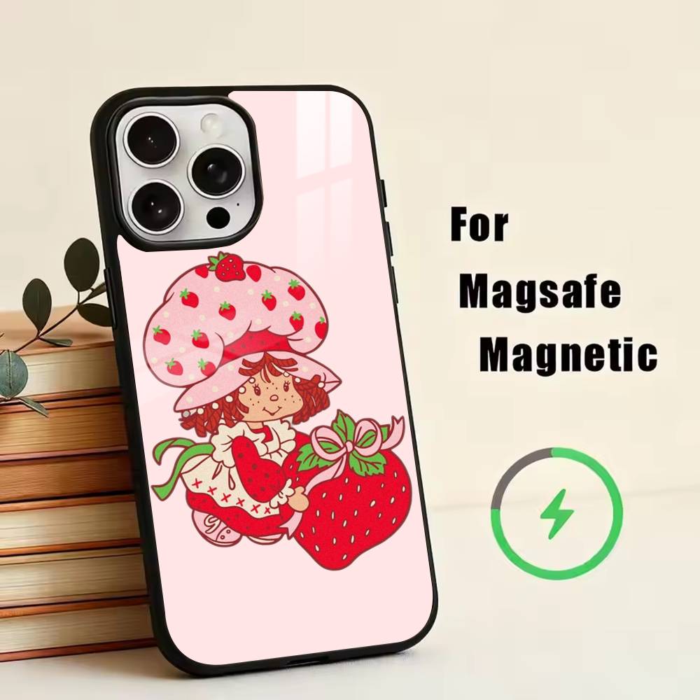 Клубничная S-Shortcake-Girl Розовый Чехол Для Телефона Для iPhone17,16,15,14,13,12,11 Plus,Pro Магнитный Для Magsafe Беспроводной Зарядки