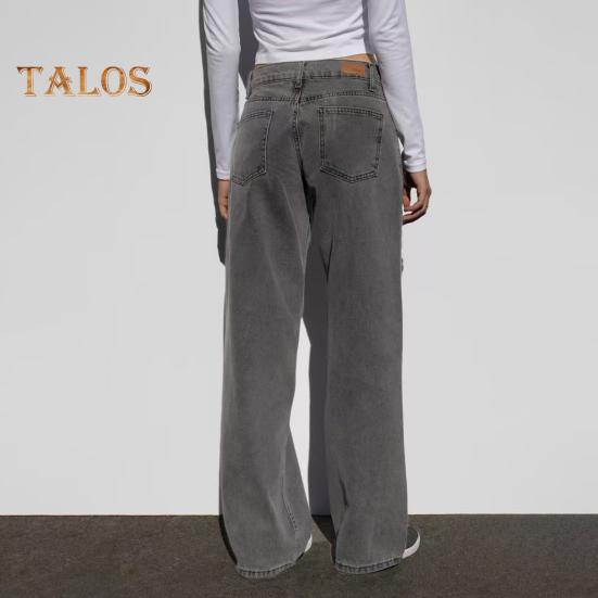 Широкие джинсы для женщин, эластичные джинсовые брюки с высокой талией и карманами, повседневные прямые джинсовые брюки