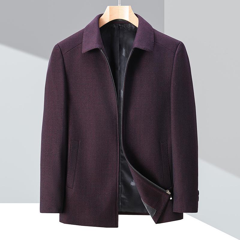 Мужская куртка для папы, деловые и политические топы с лацканами для руководителей среднего и пожилого возраста, осенние новые шерстяные универсальные куртки