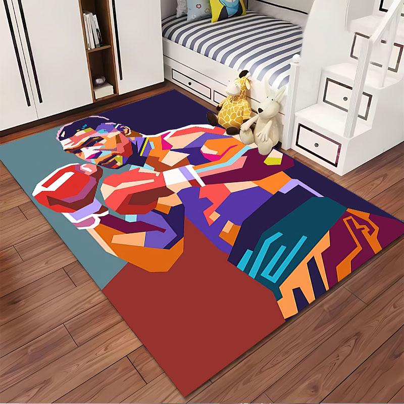 Boxing Art Colorful Abstract Carpet suitable as a non-slip mat for the living room or bedroom sofa