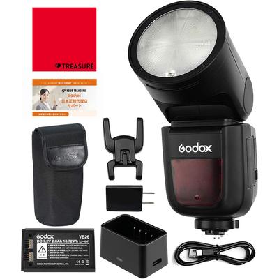 Японское одобрение Godox Совместимая вспышка-стробоскоп Canon 76 Вт·с TTL Круглая головка HSS Японский набор инструкций [Официальный дистрибьютор/Техническая маркировка] V1-C 2.4G
