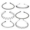 6Pcs Black Man Hair Hoop Decorative Non Slip Simple Lightweight 6 Styles Metal Male Hair Band