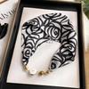 Magnetic buckle silk scarf women's pearl necklace lazy decoration summer new neck scarf silk