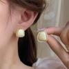 Geometry White Color Square Stud Earring for Women French Retro Elegant Korean Sweet Ear Wedding Party Jewelry Girl Friend Gift