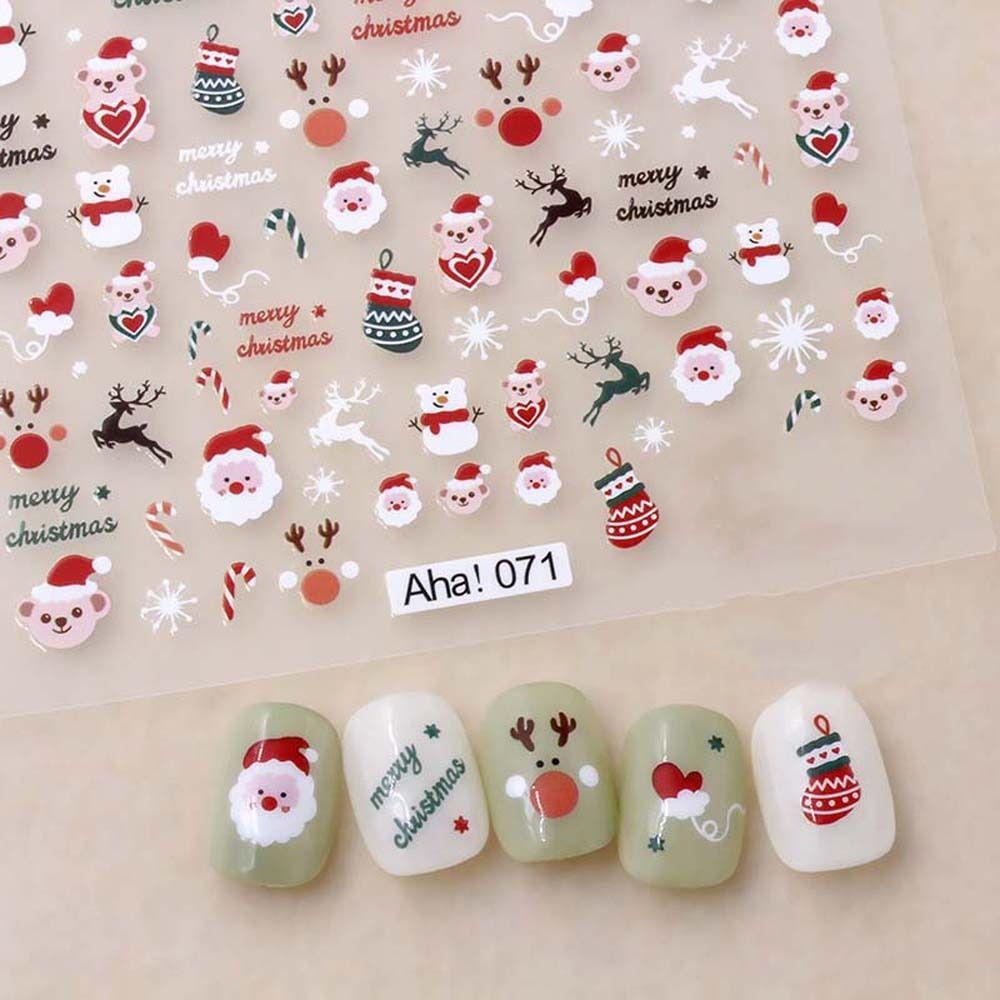 Санта-Клаус Мультяшные наклейки для ногтей Медведи Наклейки для ногтей Украшения для ногтей Рождественские наклейки для ногтей