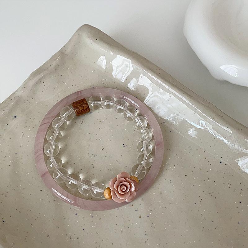 Новый китайский браслет из розового кристалла, комплект из двух предметов, женский изысканный, крутой, индивидуальный, трендовый, универсальный браслет, ювелирные изделия