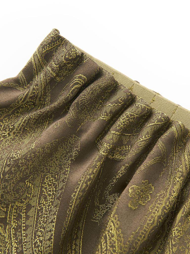 Super Aura Rayon Jacquard Wide-Leg Long Pants - New Chinese National Style