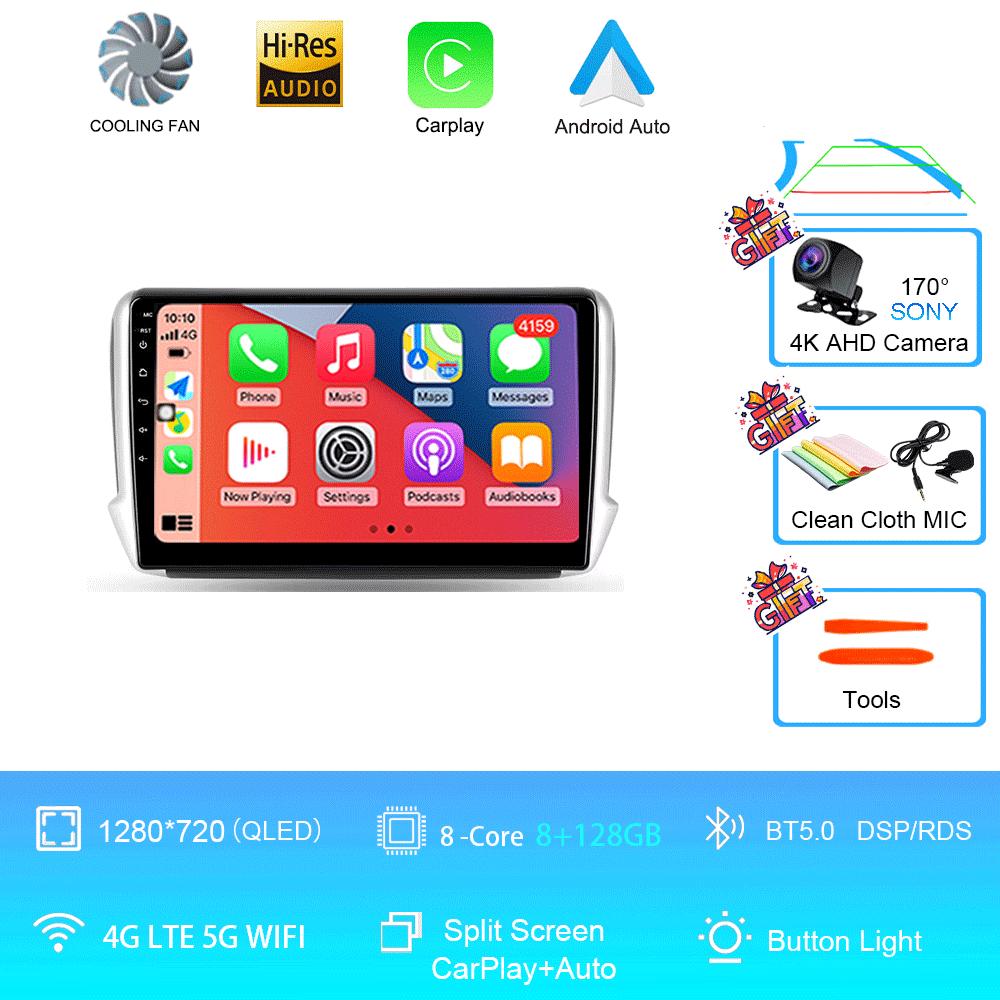 Автомагнитола Android 14 2 Din Видео Для Peugeot 2008 208 Мультимедийная система 2012 - 2018 GPS-навигация Авторадио WIFI 4G FM Carplay