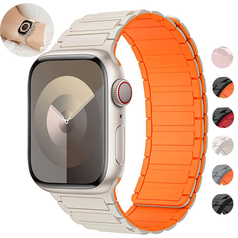 Магнитный спортивный ремешок для Apple Watch Ultra 2 49мм 45мм 44 42мм 38 40 41мм Силиконовый ремешок для iWatch series 9 8 7 6 5 4 ultra