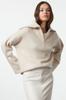 Women's Fashionable Stylish Sweater Stone Wide Fit Soft Textured Zippered Knitwear Sweater