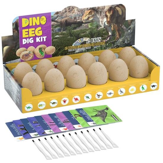 1 комплект с 12 игровыми наборами для раскопок яиц, яйца динозавров, инструменты, профильные карты, игрушки, яйца динозавров, окаменелости