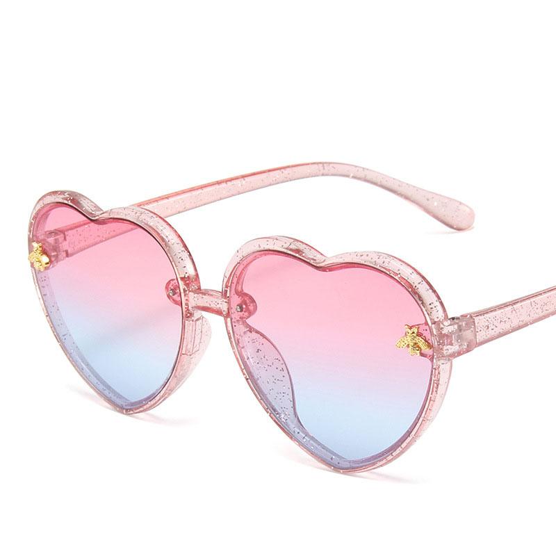 Детские солнцезащитные очки для детей, девочек и мальчиков, очки в форме сердца, мультипликационные солнцезащитные очки UV400, модные, милые, ручной работы