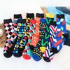 46 Patterns Cotton Fashion Geometry Business Men Happy Socks Unisex Boys Combed Hip Hop Street Skateboard Funny High Sox