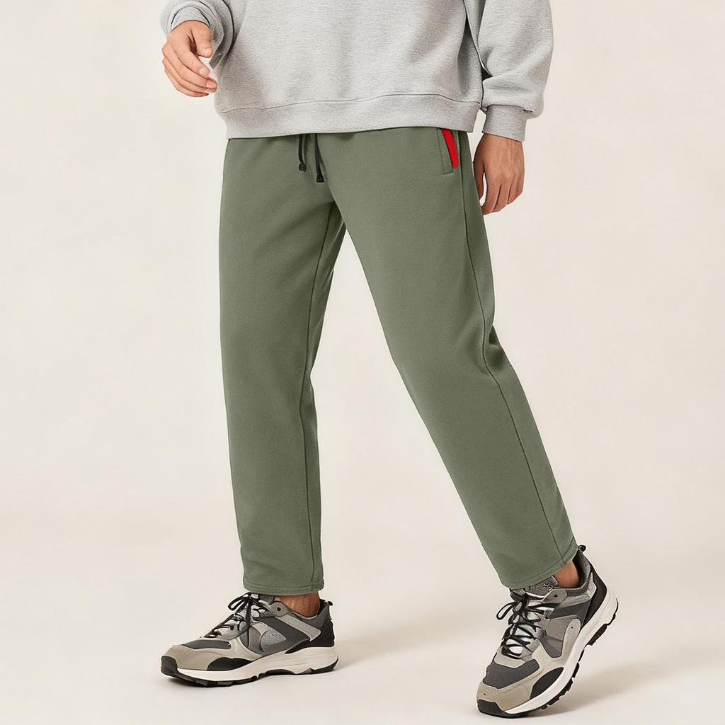 Мужские флисовые теплые повседневные брюки прямого кроя для зимы