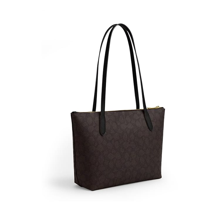 COACH Fiona Coated Canvas With Leather Shoulder Bag Medium Women's Black CBT18-IMXAQ