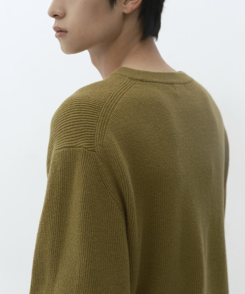 MUSINSA STANDARD [Victoria Wool] Minimal Ribbed Crew Neck Knit [Amber]
