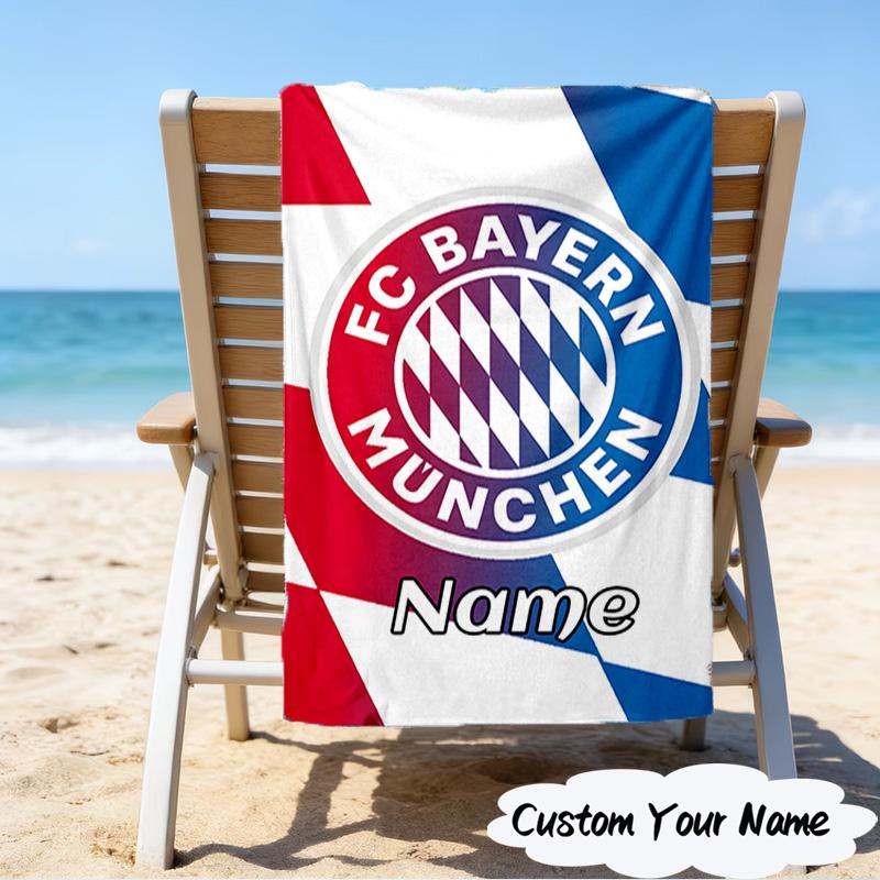 1PC Custom Name Beach Towel Bayern Munich Crest Beach Towel, Suitable for Camping, Travel, Beach Accessories, Super Absorbent, Family Gift